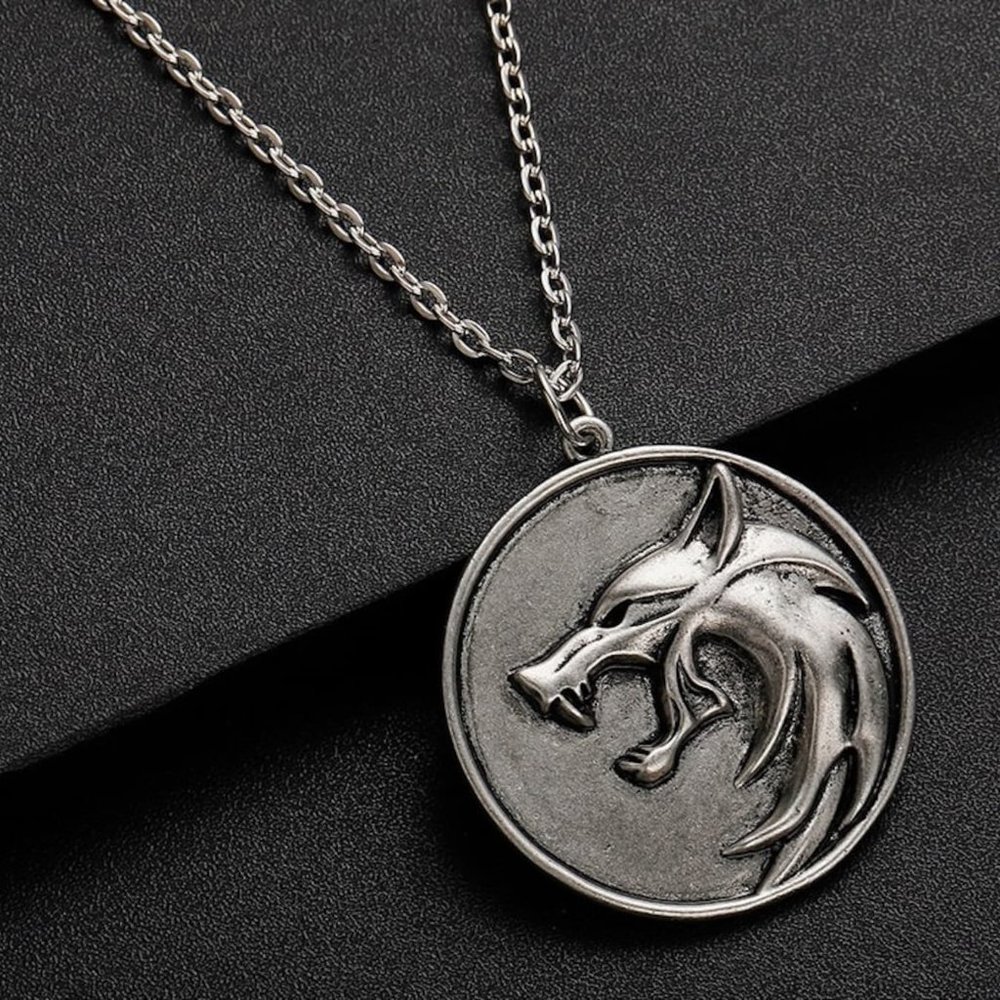 Witcher Geralt Of Rivia Medallion Wolf Necklace Metal Slavic Viking Jewelry Punk